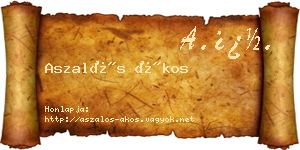Aszalós Ákos névjegykártya